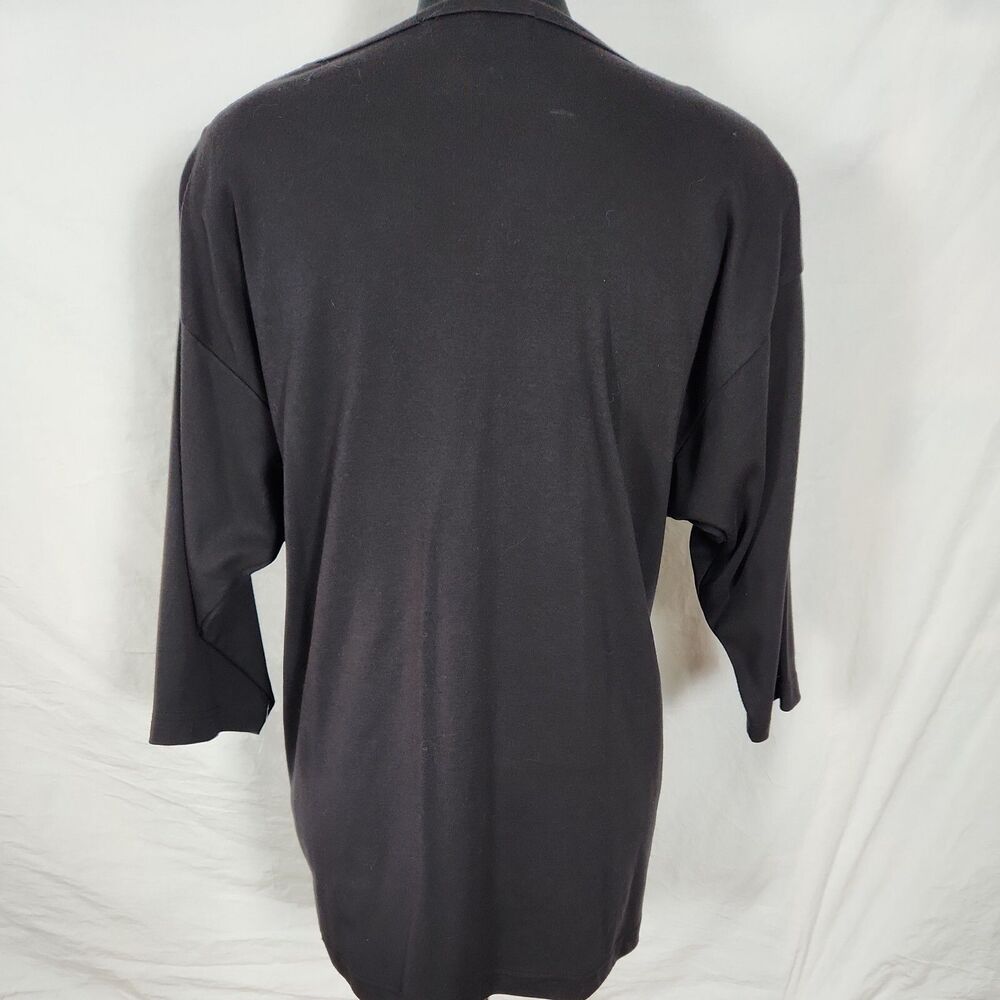 Vtg Victoria Harbour Medium Sequin Embellished Black 3/4 Sleeve Floral Shirt Top - Picture 9 of 11